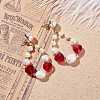 Teardrop Beaded Dangle Stud Earrings for Girl Women EJEW-TA00023-4