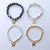 4Pcs 4 Style Glass & Acrylic Beaded Stretch Bracelets Set BJEW-WH0018-15A-1