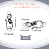 4Pcs 925 Thai Sterling Silver S-Hook Clasps with Double Jump Rings STER-BBC0001-93-2