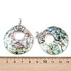 Natural Paua Shell Flat Round Pendants KK-C135-01P-3
