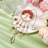 Wire Wrapped Natural Red Agate Chip Tree of Life Window Hanging Prism Ornaments HJEW-TA00283-02-2