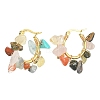 Natural Gemstone Chips Braided Hoop Earrings EJEW-JE04940-10-1