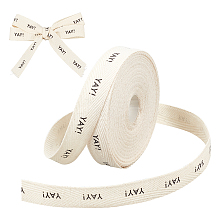 9M YAY Word Print Cotton Herringbone Ribbon OCOR-WH0090-028B