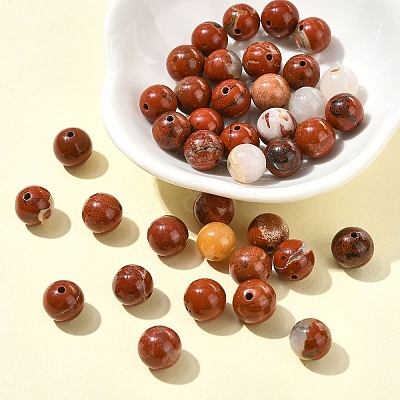 60Pcs Natural Red Jasper Beads G-YW0002-18A-1