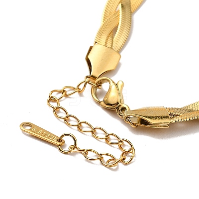 304 Stainless Steel Interlocking Herringbone Chain Bracelet for Men Women LS-BJEW-H554-01G-1