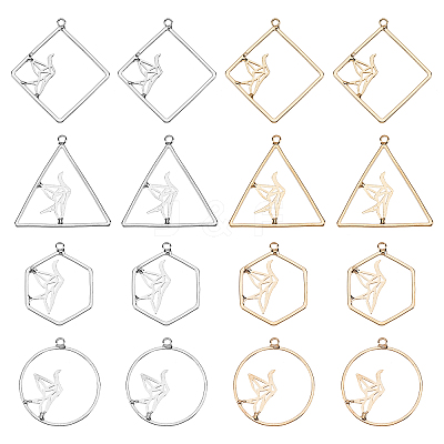 16Pcs 8 Style Alloy Hollow Pendants FIND-OC0001-36-1