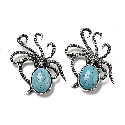 Synthetic Turquoise Octopus Brooch G-Z050-01B-1
