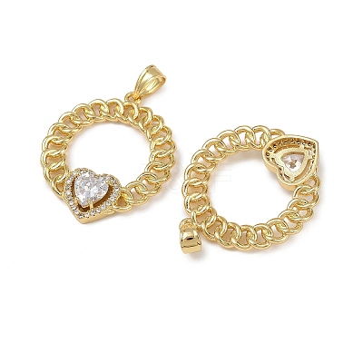 Brass Micro Pave Cubic Zirconia Pendants KK-I358-068G-05-1