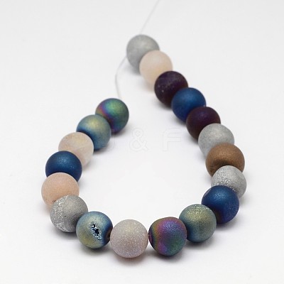 Electroplate Natural Agate Bead Strands X-G-J349-B-8mm-1