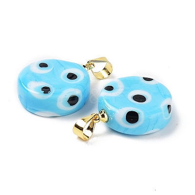 Handmade Evil Eye Lampwork Pendants LAMP-F030-01G-04-1
