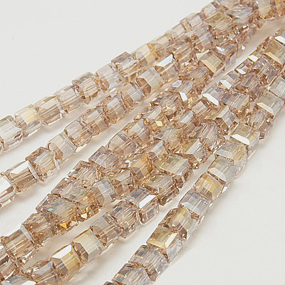 Electroplate Glass Beads Strands EGLA-D018-8x8mm-75-1