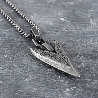 Vintage Alloy Viking Arrow Pendant Necklaces for Men WG8815F-01-1