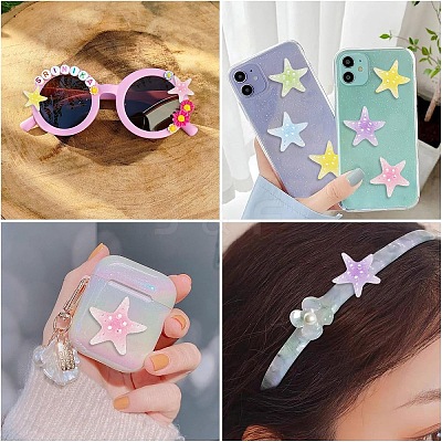 15Pcs 5 Colors Transpant Resin & Paillette Decoden Cabochons CRES-YW0002-86-1