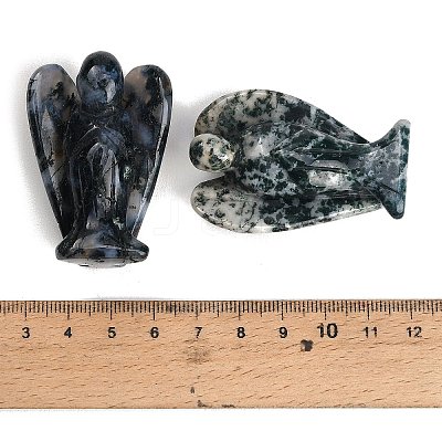 Natural Moss Agate Carved Angel Figurines G-O200-03J-01-1
