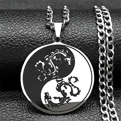 201 Stainless Steel Pendant Necklaces NJEW-C066-07P-1