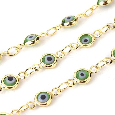3.28 Feet Handmade Evil Eye Lampwork Link Chains X-CHC-F009-01A-G04-1
