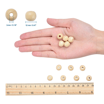 Wood Beads X-TB12mmY-13-1