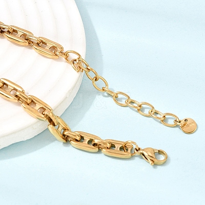 304 Stainless Steel Link Chain Necklaces for Women NJEW-G197-01G-02-1