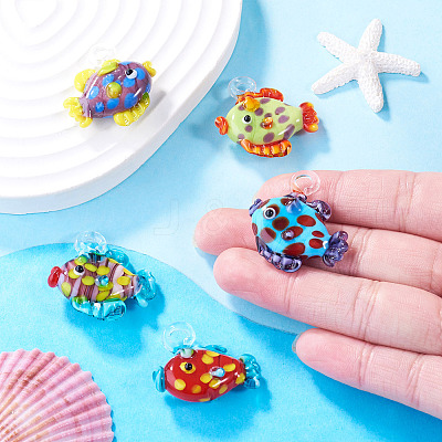 5Pcs 5 Colors Handmade Lampwork Pendants LAMP-TA0002-67D-1