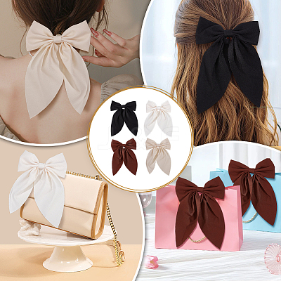 12Pcs 4 Colors Polyester & Iron Alligator Hair Clips PHAR-ME0001-01-1