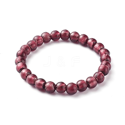 Handmade Silver Foil Glass Beaded Stretch Bracelets BJEW-JB06464-02-1