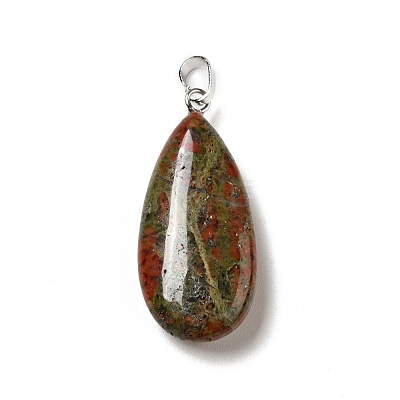 Natural Unakite Pendants G-P474-01P-11-1