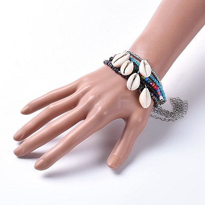 Glass Seed Beads Charm Bracelets BJEW-JB04148-1