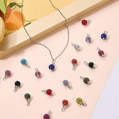 24Pcs 12 Colors Handmade Polymer Clay Rhinestone Pendants PALLOY-SW0026-02-1