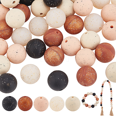 50Pcs 5 Colors Food Grade Eco-Friendly Silicone Focal Beads SIL-PH0001-27-1