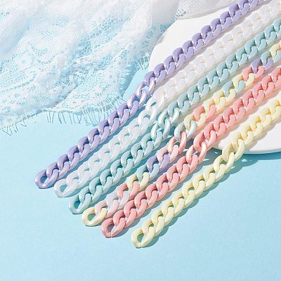 Spray Painted Acrylic Curb Chains AJEW-JB01089-1