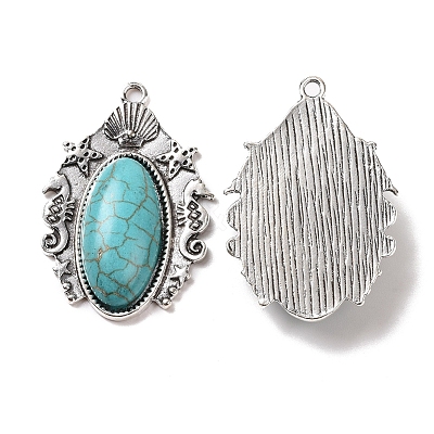 Synthetic Turquoise Pendants LS-X-PALLOY-K001-043-1