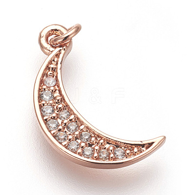Brass Micro Pave Cubic Zirconia Charms ZIRC-E152-27RG-RS-1