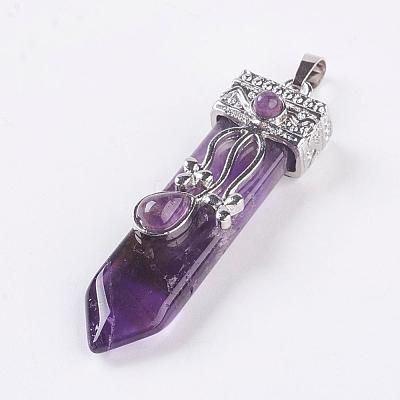 Natural Amethyst Big Pendants G-G718-A18-1
