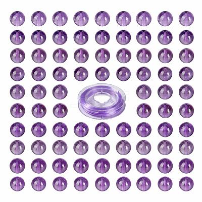 100Pcs 8mm Natural Amethyst Round Beads DIY-LS0002-40-1