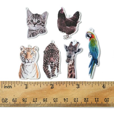 12Pcs 6 Styles Printed Opaque Acrylic Pendants SACR-FS0001-26-1