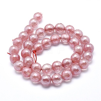 Electroplated Cherry Quartz Glass Beads Strands G-O164-04-10mm-1
