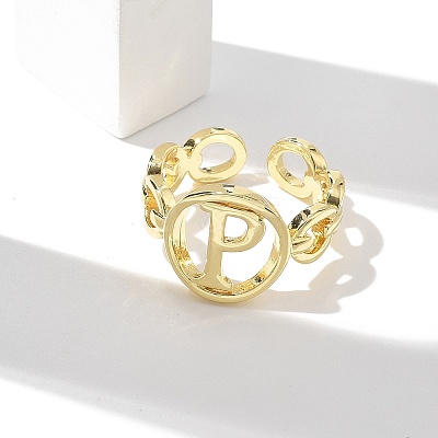 Brass Open Cuff Rings for Women RJEW-K289-01G-P-1