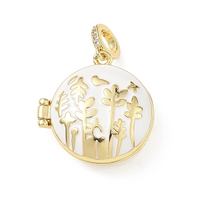 Brass Micro Pave Clear Cubic Zirconia Enamel Locket Pendants KK-A303-22B-G-1