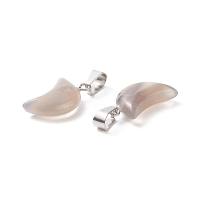 Natural Grey Agate Pendants G-Q369-17-1
