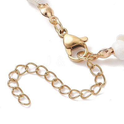 Natural Shell & Glass Seed Beads & 304 Stainless Steel Beaded Anklets for Women AJEW-TA00056-1