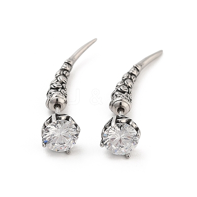 Rose Flower 316 Surgical Stainless Steel Pave Cubic Zirconia Ear False Plugs for Women EJEW-Z050-45A-AS-1