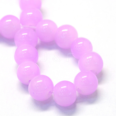 Baking Paint Imitation Jade Glass Round Bead Strands X-DGLA-Q021-8mm-23-1