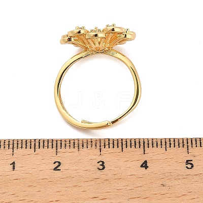 Flower Brass Micro Pave Cubic Zirconia Cup Peg Ring Settings for Half-drilled Beads KK-NH0009-04G-1