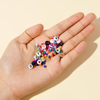 5 Colors Flat Round Acrylic Letter Beads DIY-YW0002-54-1