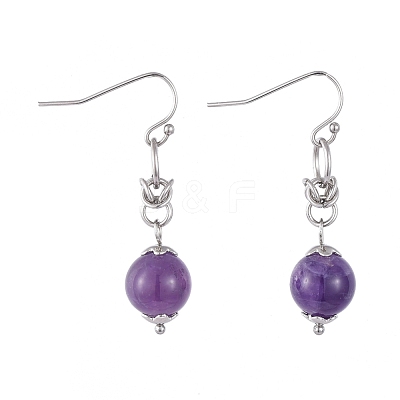 Natural Amethyst Dangle Earrings EJEW-JE03934-03-1