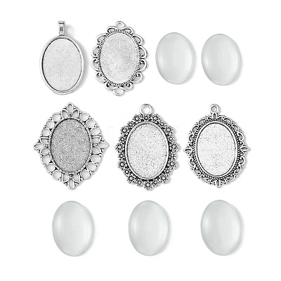 DIY Blank Tibetan Style Alloy Pendant Making Kit DIY-FS0005-76B-1