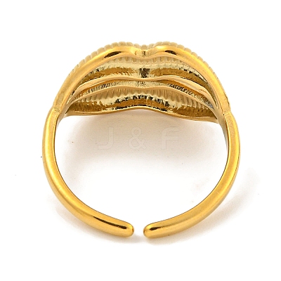 Ion Plating(IP) 304 Stainless Steel Lip Open Cuff Ring for Women X-RJEW-A043-20G-1