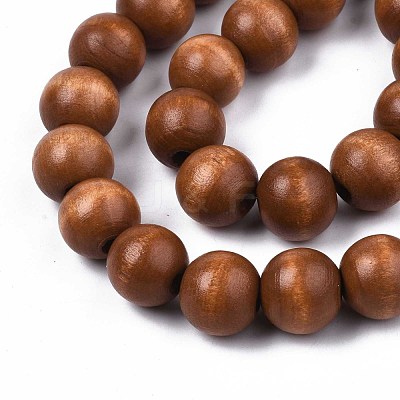 Spray Painted Natural Wood Beads Strands WOOD-S053-57E-1