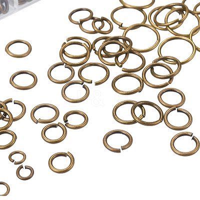 Mixed Sizes Diameter 4-10mm Brass Open Jump Rings KK-PH0008-AB-NF-B-1