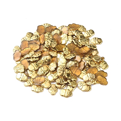 Brass Hotfix Skull Studs KK-WH0033-85G-1